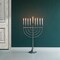 Modern Solid Metal Judaica Hanukkah Menorah 9 Branched Candelabra